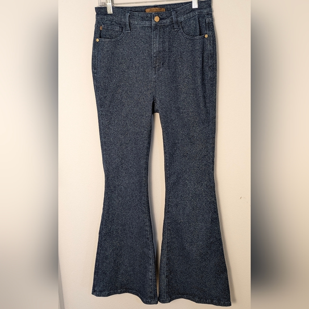 Judy Blue Feeling Glamorous Sparkle Flare Jeans Vintage 90's Y2K Hippie Sz 9/29 - Picture 4 of 16